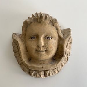 CARVED WOODEN ANGEL HEAD